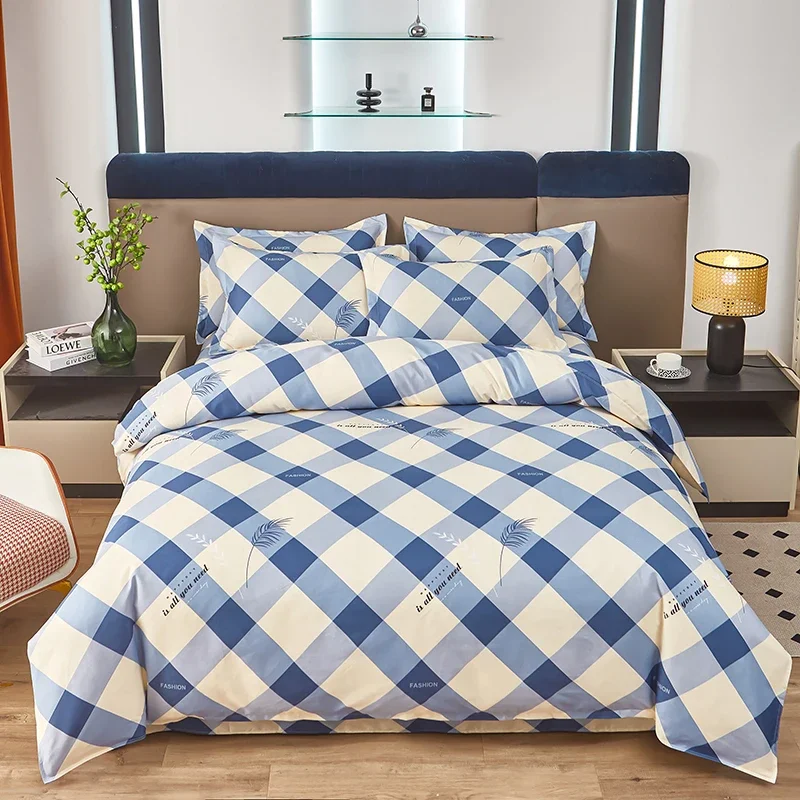 Plaid Duvet Cover Queen, 3pcs Geometric Bedding Sets Checkered Pattern Cotton Grid Striped Duvet Cover Set for Women Men Teens