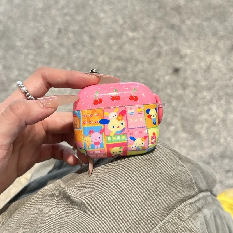 เคสป้องกันหูฟังลายน่ารักลายเชอร์รี่ Usahana เหมาะสำหรับ Airpods 1/2/3/4 เคสหูฟังบลูทูธไร้สาย Pro2 เคสป้องกัน