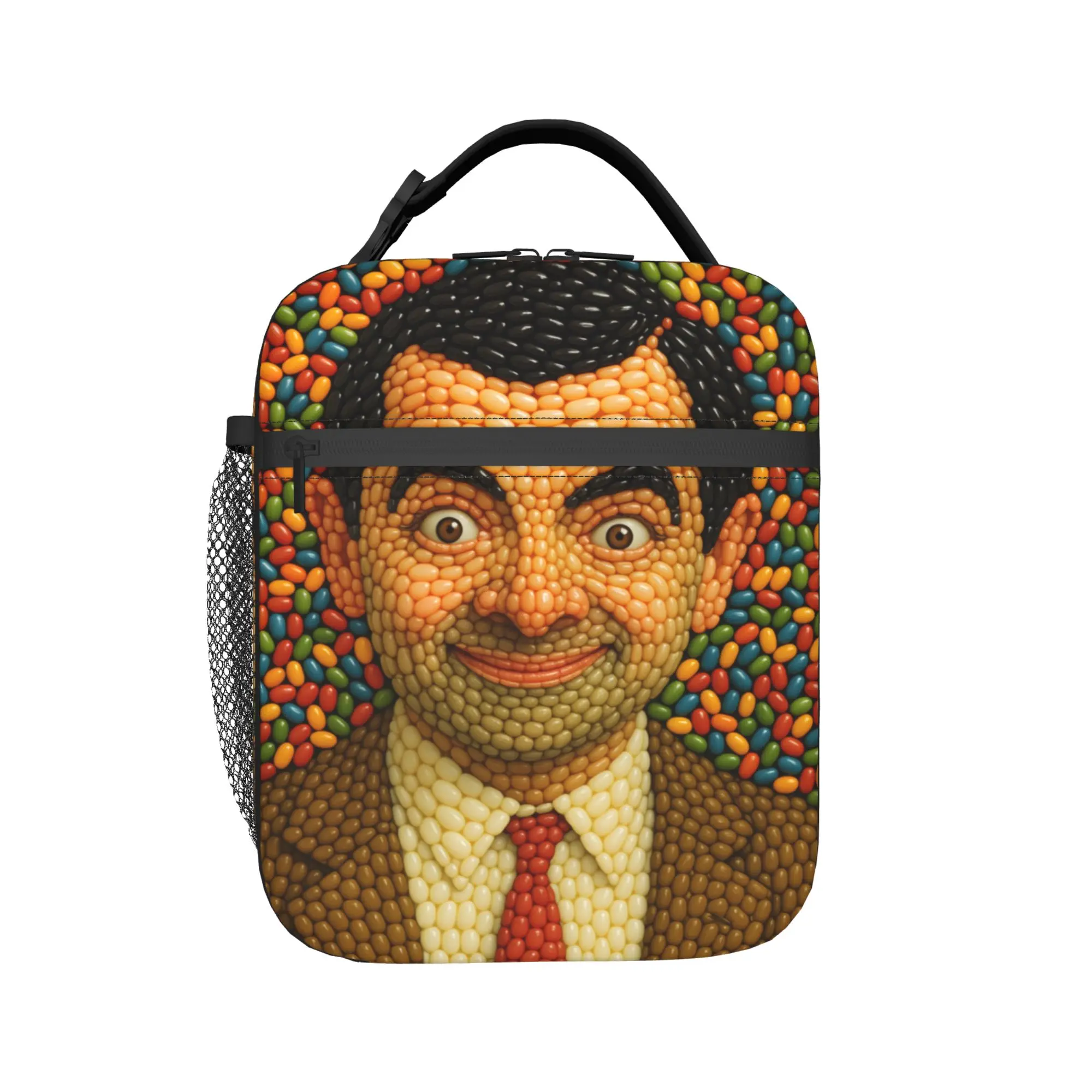 Mr Beans Cartoon Lunch Bag  Convenient Lunch Box Men School Custom Cooler Bag Vintage Oxford Thermal Lunch Bags