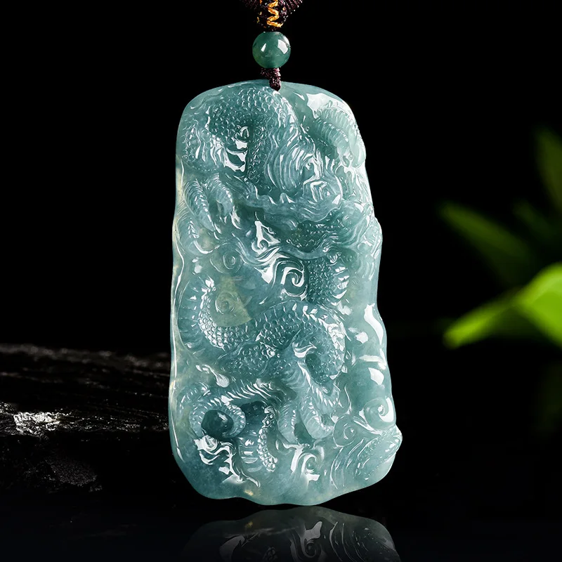 

Myanmar Jadeite Dragon Pendant Natural Gemstone Charm Real Jade Vintage Gifts for Women Accessories Necklace Talismans Fashion