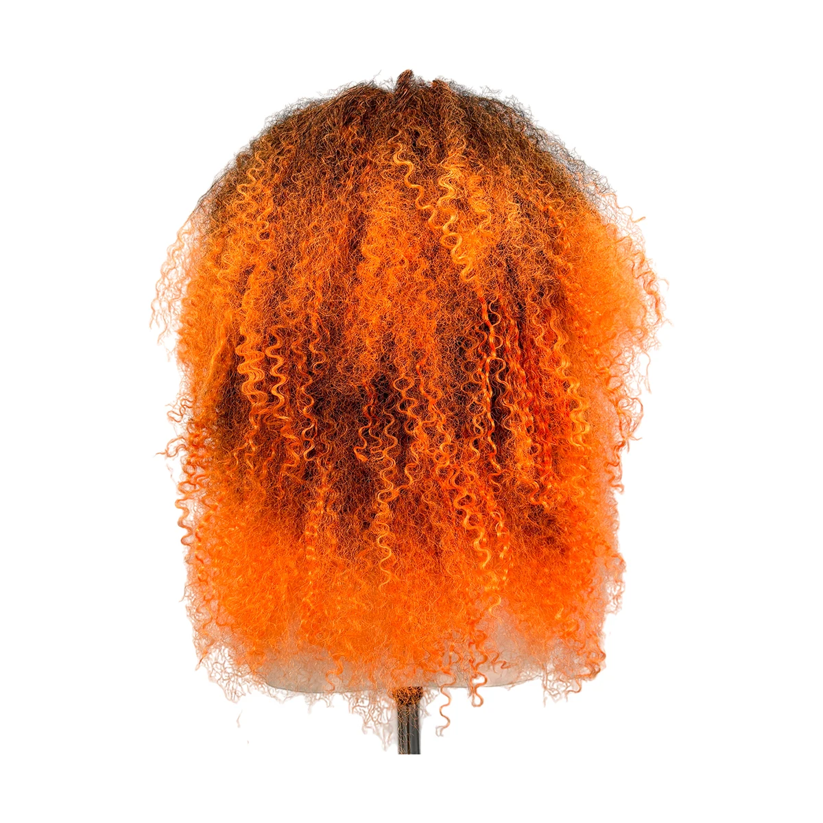 Brown Root Orange Ombre Afro Curly Wig Synthetic Hair Tiny Curl Bangs Hip Hop Cosplay Halloween Costume Party Full Wigs forWomen view 6