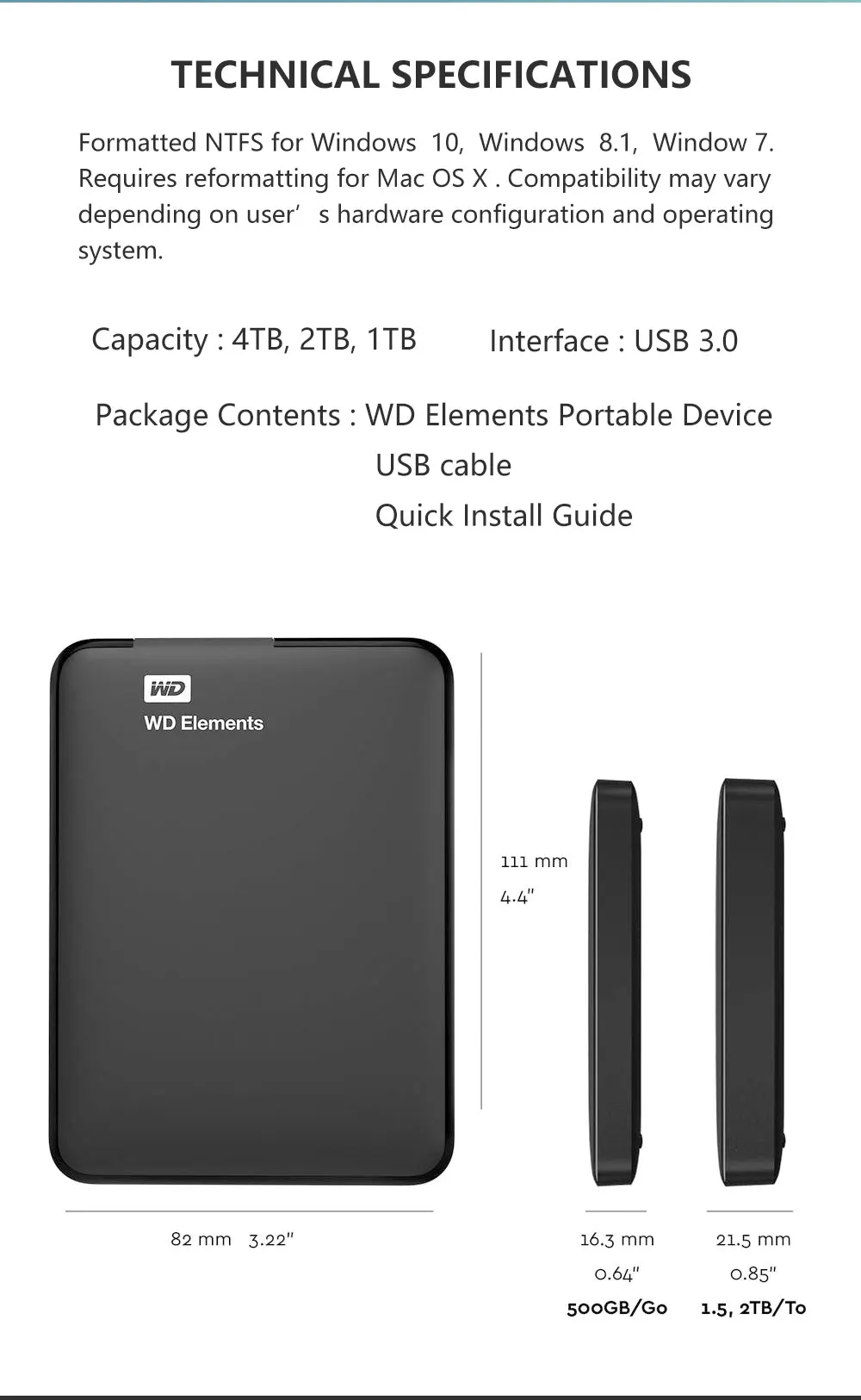 Imagem -04 - Western Digital para Oem Element Disco Rígido Externo Portátil wd 500gb Hdd Usb 3.0 Adequado para Laptops de Mesa