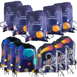 8/18/30pcs Outer Space Party Favors Drawstring Bags Goodies Bags Gifts Bags Astronaut Drawstring Backpack Space Theme Birthday P