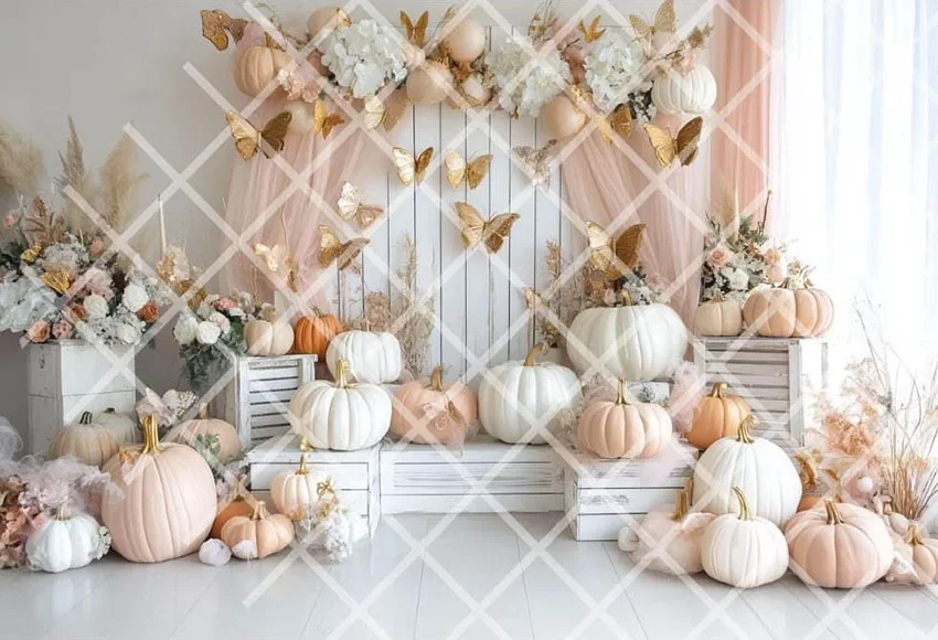 Мехофонд фон для фотосъемки тыква осень бабочка цветочный детский день рождения торт Smash портретный декор фон для фотостудии