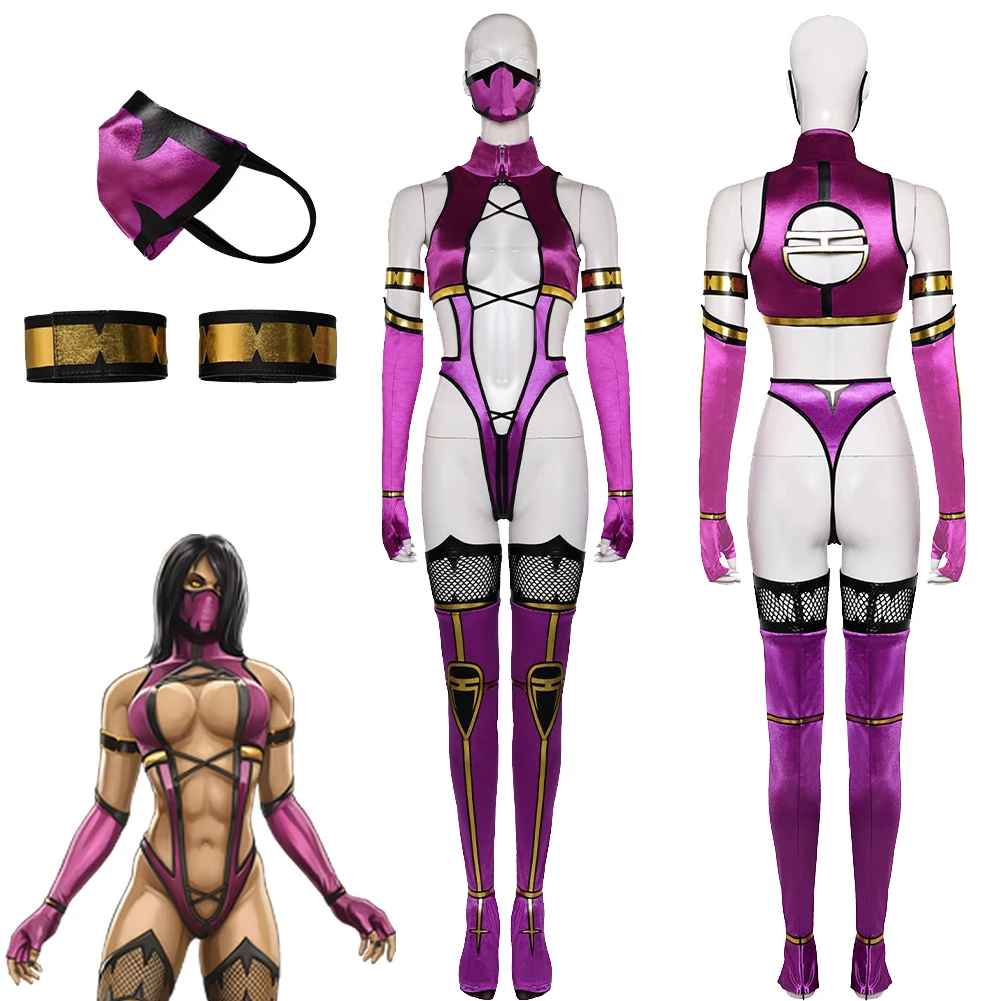 MK9 Mileena Cosplay Fantasy Mask Game Mortal Kombat Costume Disguise Adult Women Roleplay Fantasia Outfits Female Halloween