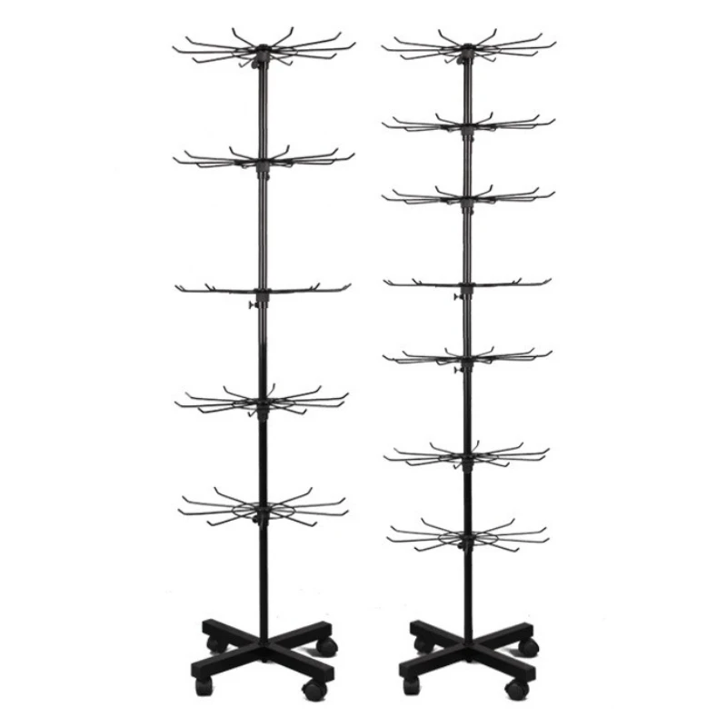 360° Rotatable Movable Display Stand All-purpose Hanging Organizer Rack Adjustable Layer Height Stable Base Durable Home Storage