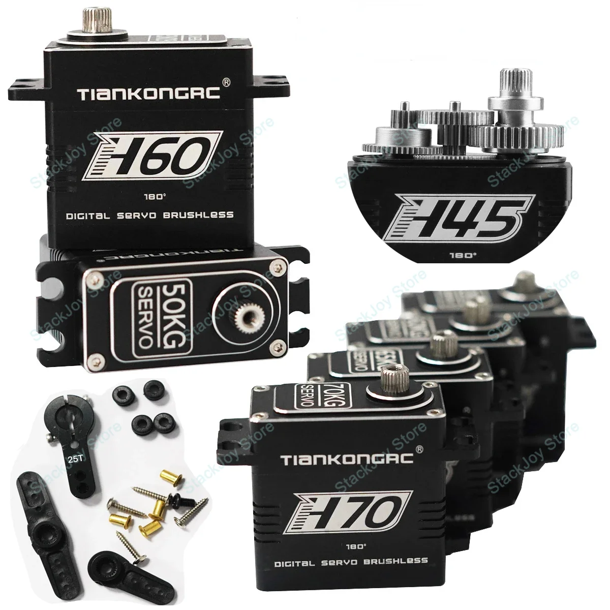 35kg-70kg High Torque Brushless Digital Servo Waterproof Metal Gear for 1/10 1/8 RC Cars Crawler Boat Airplane Robot IP67 Rated