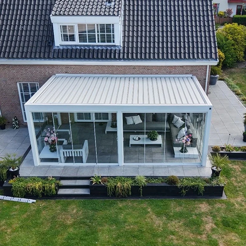Type-175 Custom Outdoor Retractable Steel Aluminum Pergola Adjustable Louvered Waterproof Roof Garden Patio Powder Coated