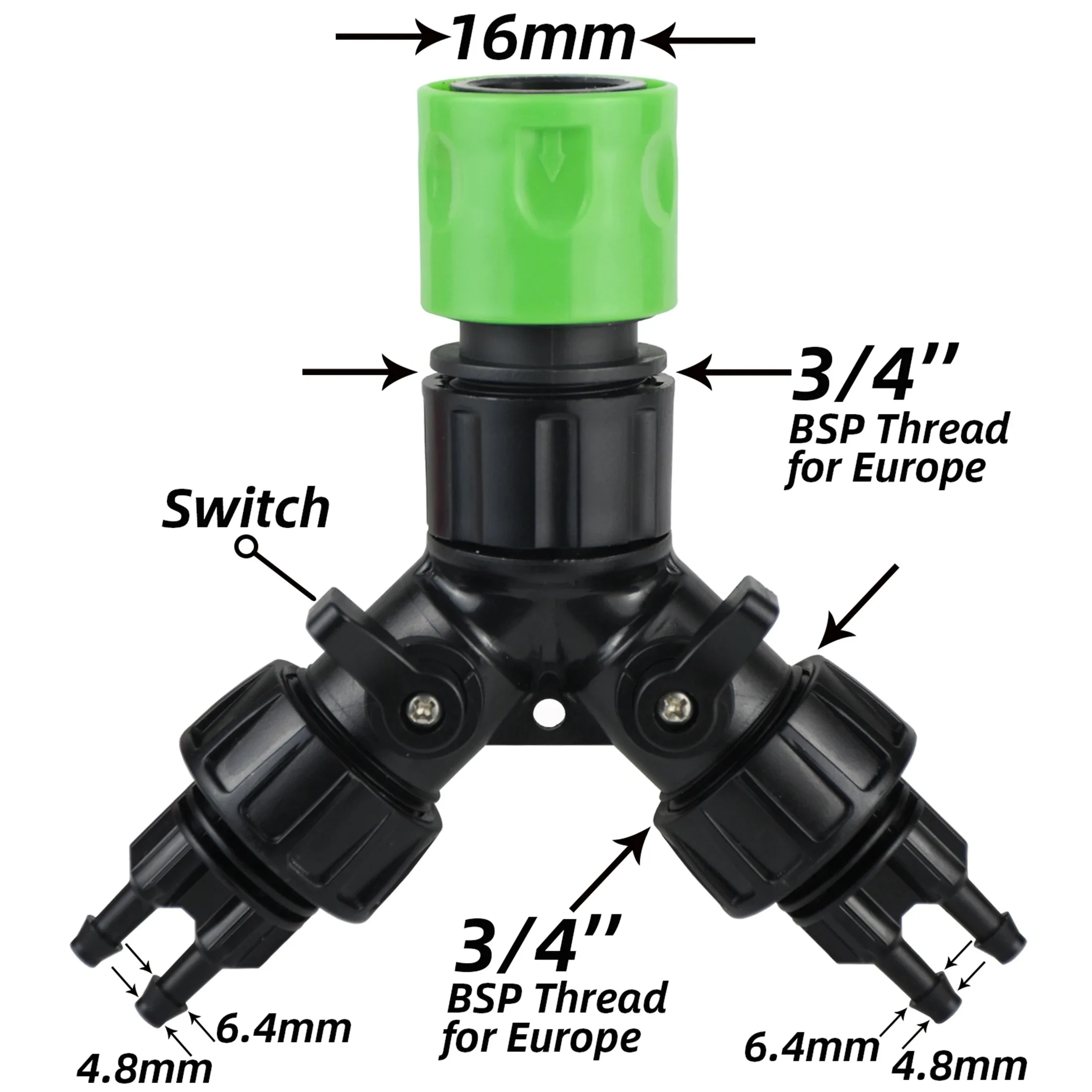 1pcs Drip Irrigation Tap Adapter 2-Way 4-Way Splitter for Garden 1/4'' Hose Automatic Watering System Kit Bonsai Pot Plant
