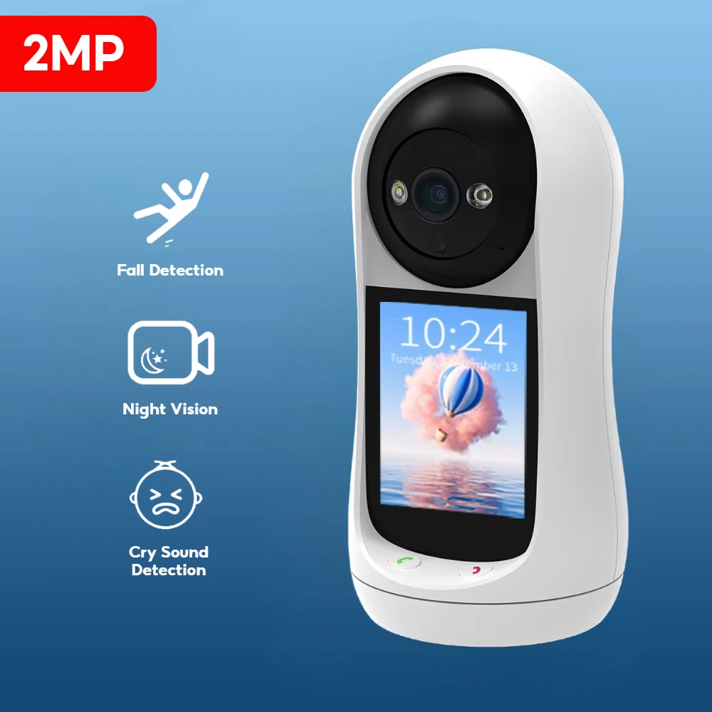 NEW 2MP PTZ Wifi Camera Video Call with 2.8 Inch IPS Screen Baby Cry Sound Detection Security IP Camera Baby Monitor iCSee app