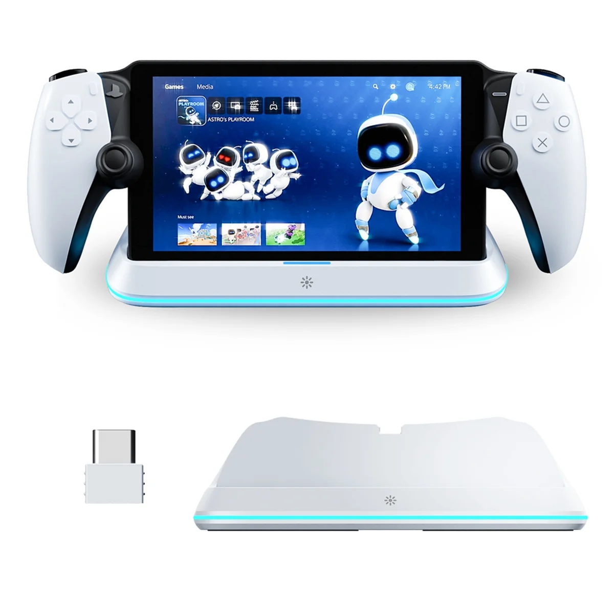 قاعدة شحن Y34A للبوابة 7 أوضاع إضاءة RGB وحامل شحن وحدة التحكم في الألعاب مع أمان ثلاثي الحماية، B