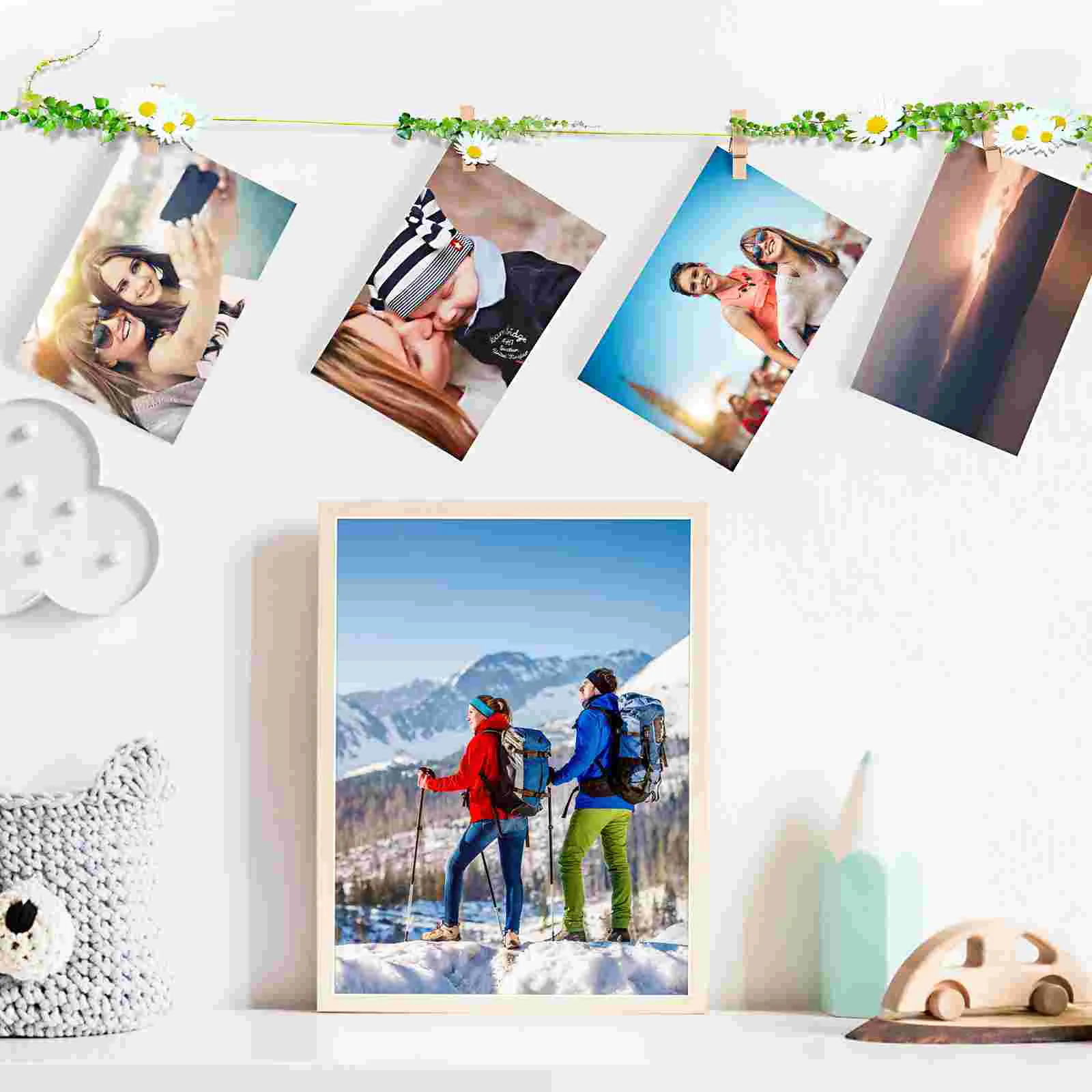 Wooden Clip Crafts Photo Display Clamps Decorative Clips for Hanging Pictures with Rope Wall Message Natural