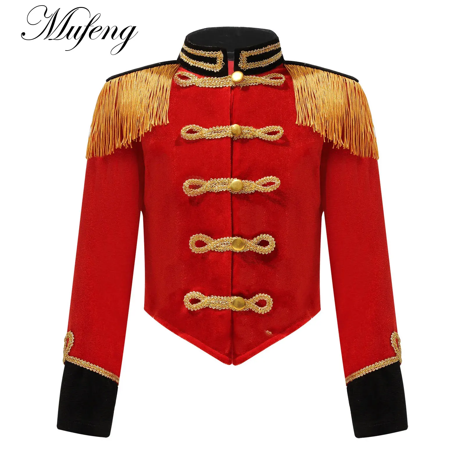 Kid Girl Circus Ringmaster Costume Stand Collar Long Sleeve Tassel Epaulet Jacket Ringleader Drummer Cosplay Performance Costume