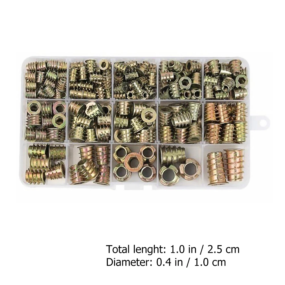 

50 Pcs Furniture Insert Nut Internal External Tooth Screws Thread Drive Head Zinc Alloy Fastening Hardware