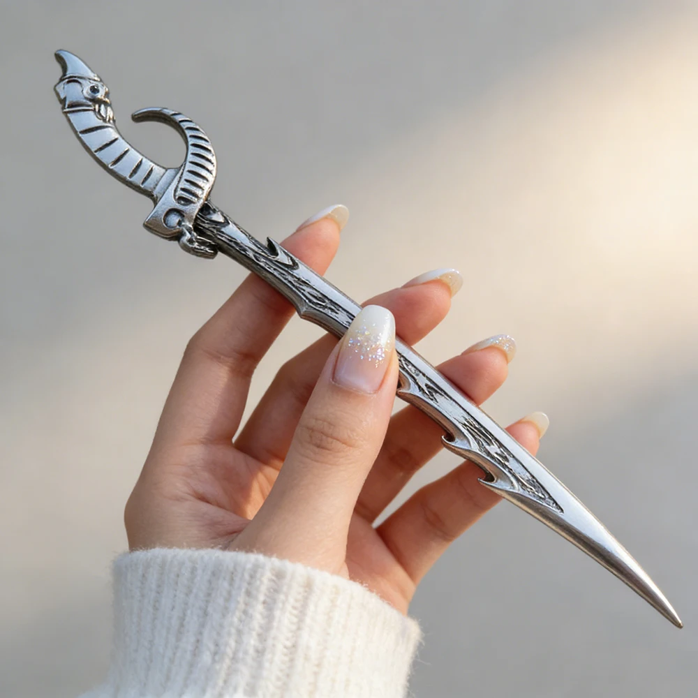 1pc Simple And Atmospheric Viking Retro Gothic Skull Head Big Knife Hairpins Hair Sticks Norwegian Style Party Accessories view 2