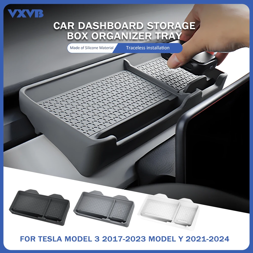 For Tesla Model 3 Y Multifunctional Instrument Storage Pad Dashboard Anti-Slip Mat Phone Mount Silicone Car Interior Accessories