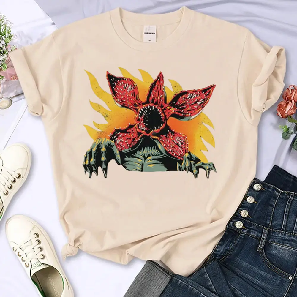 Demogorgons top camisetas femininas 2000s universidade punk retro y2k cultura pop camisa roupas coreanas universidade gráfica digital