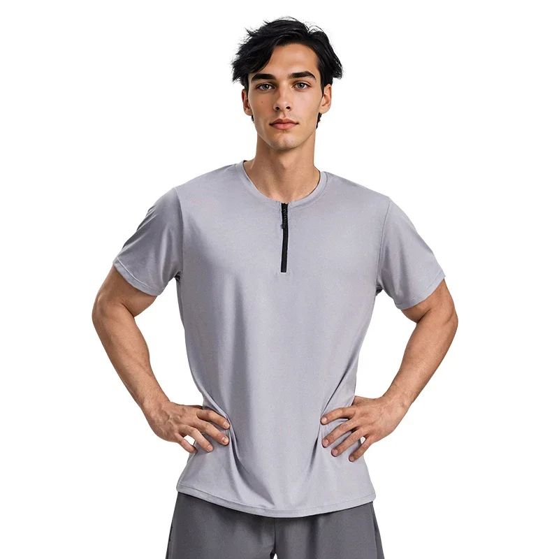 

Men's short-sleeved sports with half a zipper, running and fitness, highly elastic and breathable, soft and comfortable