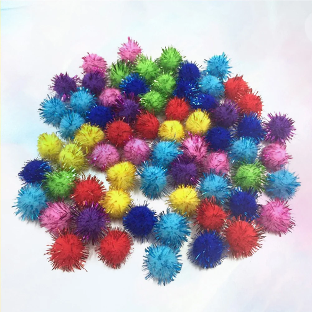 

200Pcs Sparkle Glitter Tinsel Pom Pom Balls 30mm Assorted Colors for DIY Crafts Jewelry Holiday Decoration Xmas Decor