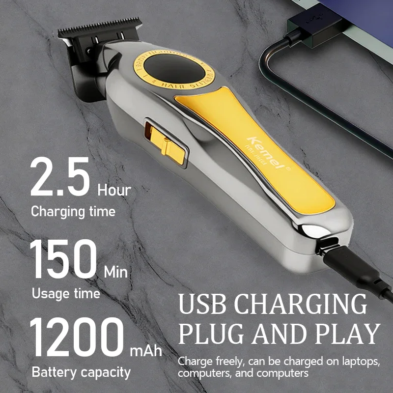 Kemei  Electric Hair Trimmer Cordless Edgers Hair Clipper Rechargeable Finish Hair Cutting Machine Men Beard Trimmer