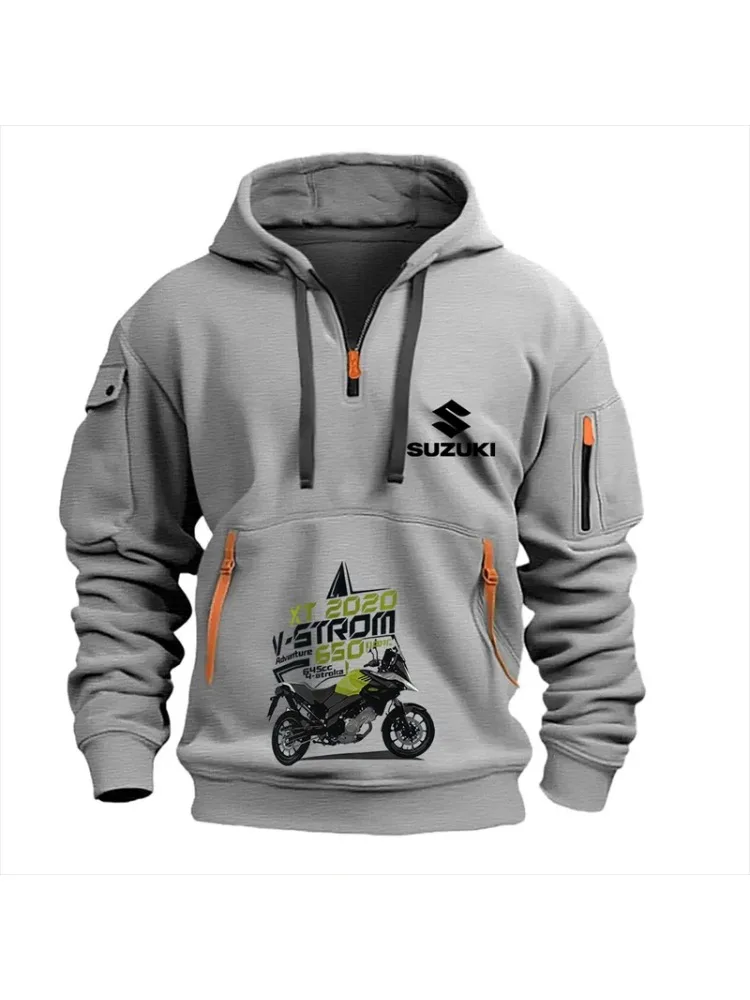 Suzuki herenhoodie outdoor motorrijpak: zacht, comfortabel, ademend, stijlvol herfst-/winterstijl