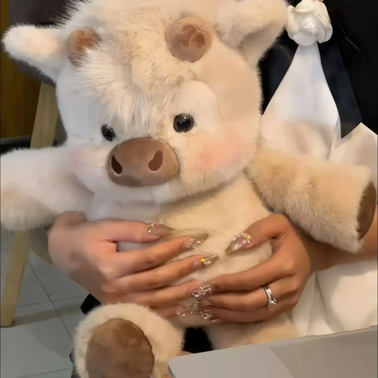 Adorable Highland Cattle Plush Toy 45cm - Huggable Running Cow Stuffed Animal Made with Premium Soft Fabric, Soothing Companion