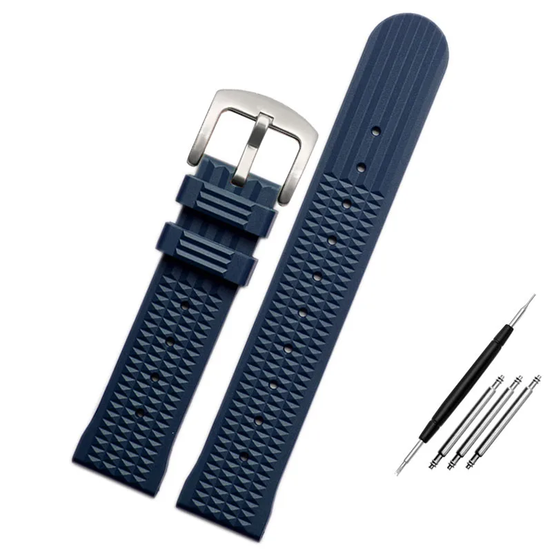 Pulseira de borracha à prova dwaterproof água para seiko citizen iwc waffle pulseira pulseiras dos homens mergulhador silicone sports watch band 20mm 22mm
