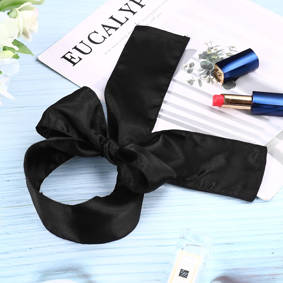 

2Pcs Soft Satin Headwear Front Hair Wrap Easy Wash Care Stylish Head Decoration Black Hair Scarf Headscarf
