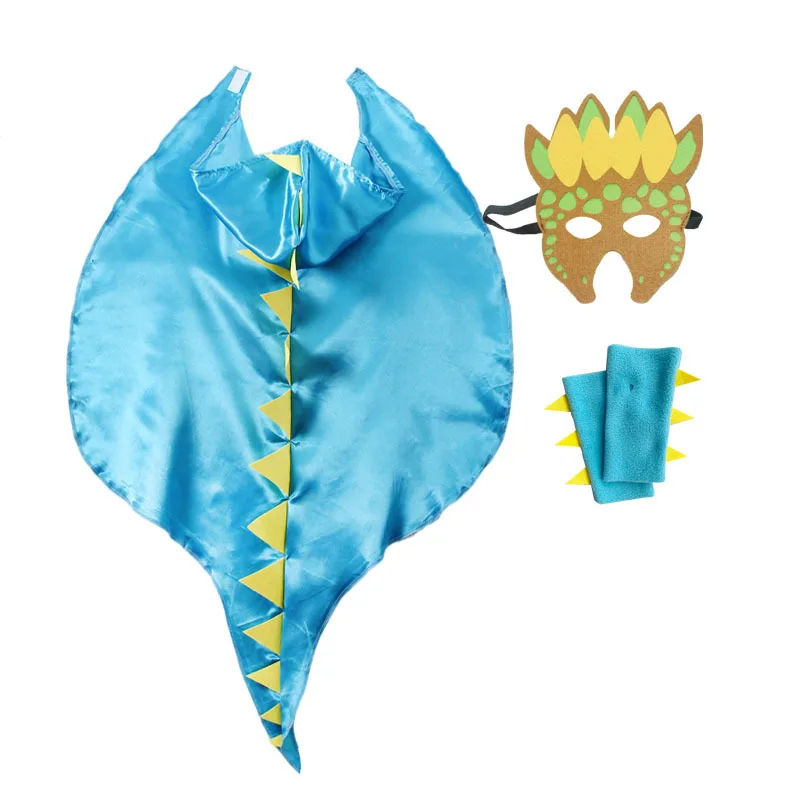Kids Dinosaur Costume Cloak for Boys Girls Toothless Dragon Performance Clothes Halloween Dinosaur Mask+Cloak Cosplay Outfits image 6