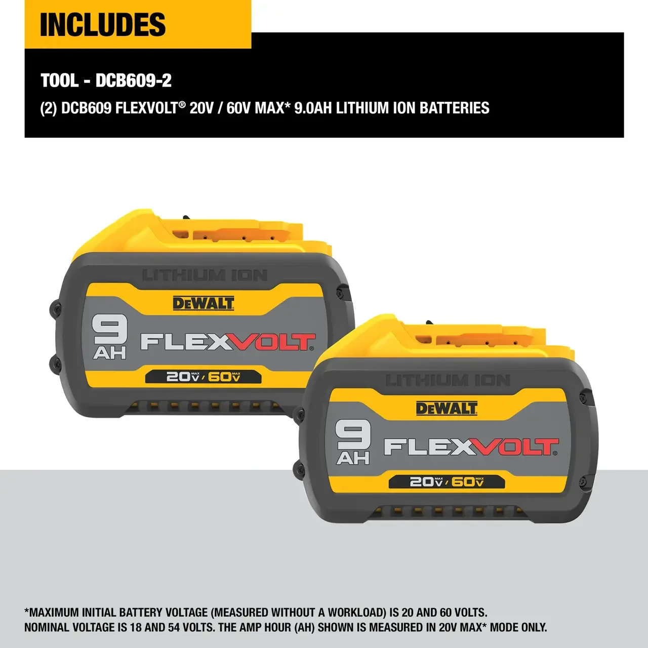 100% DEWALT Battery 60V/20V 9Ah Li-Ion Battery DCB609 Dewalt FLEXVOLT Technology Strong And Long-Lasting Power With BMS Warranty