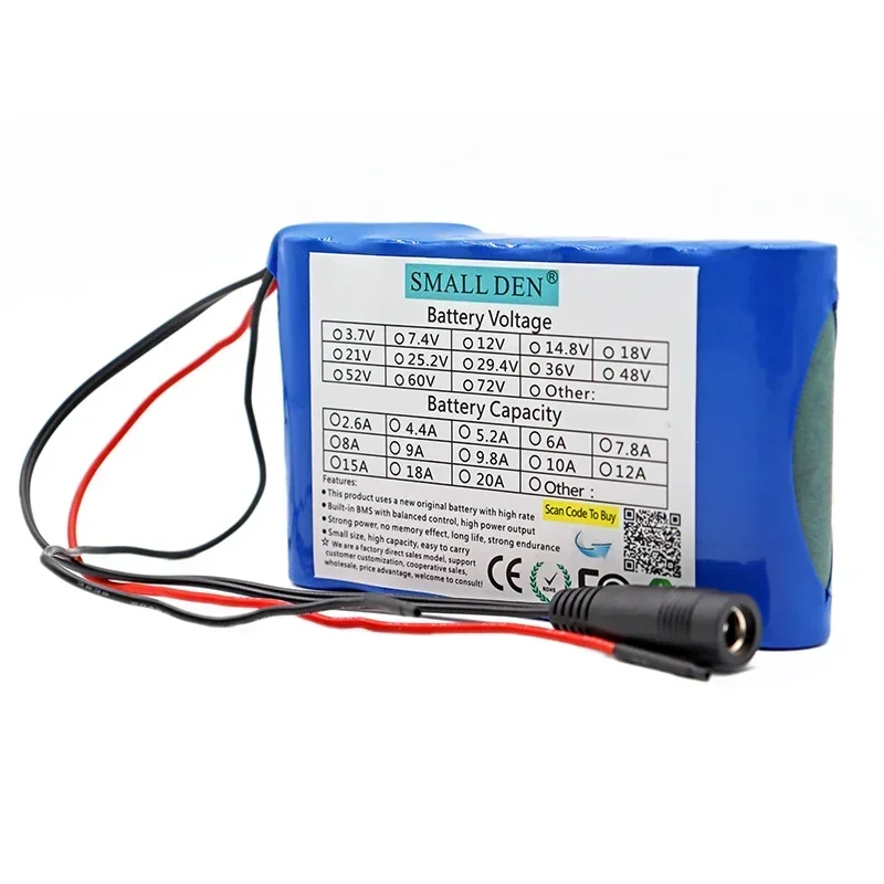 リチウム電池パック,高電流,充電式,bms120w,3s2p,12v,6a,18650, 6000mah