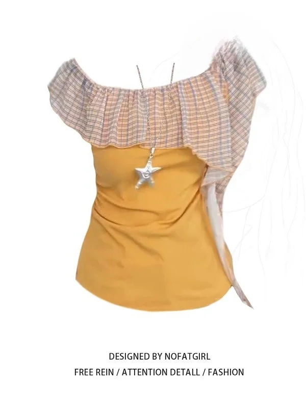 

plus Size Women's T-irt ort Sve Gathered Hem One oulder Waist Cinching Summer Slimming Top Casual Faion