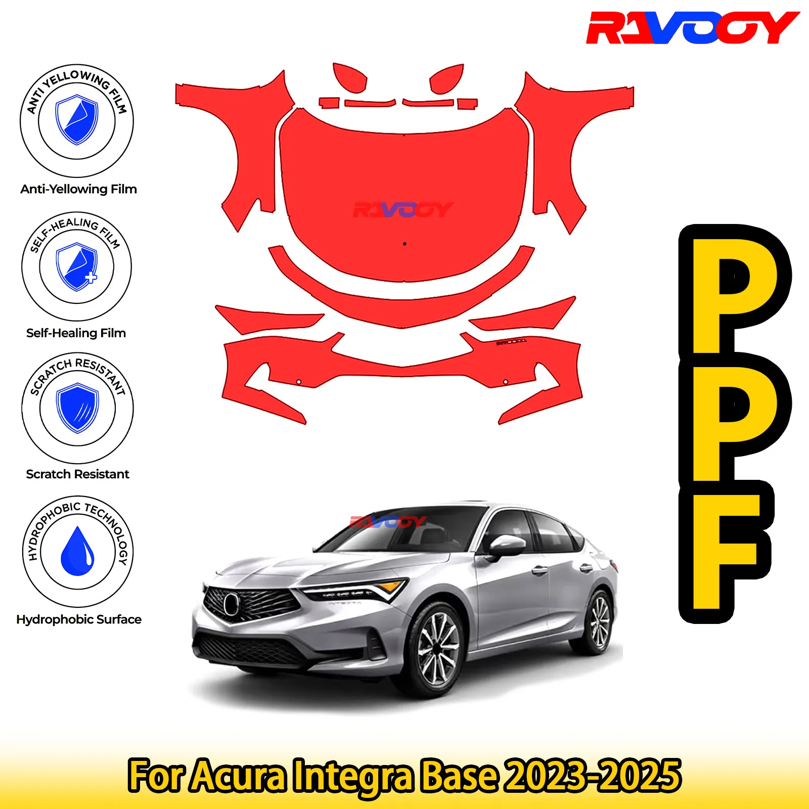 

For Acura Integra Base 2023-2025 Glossy Matte Black Precut front PPF Kit Paint Protection Film