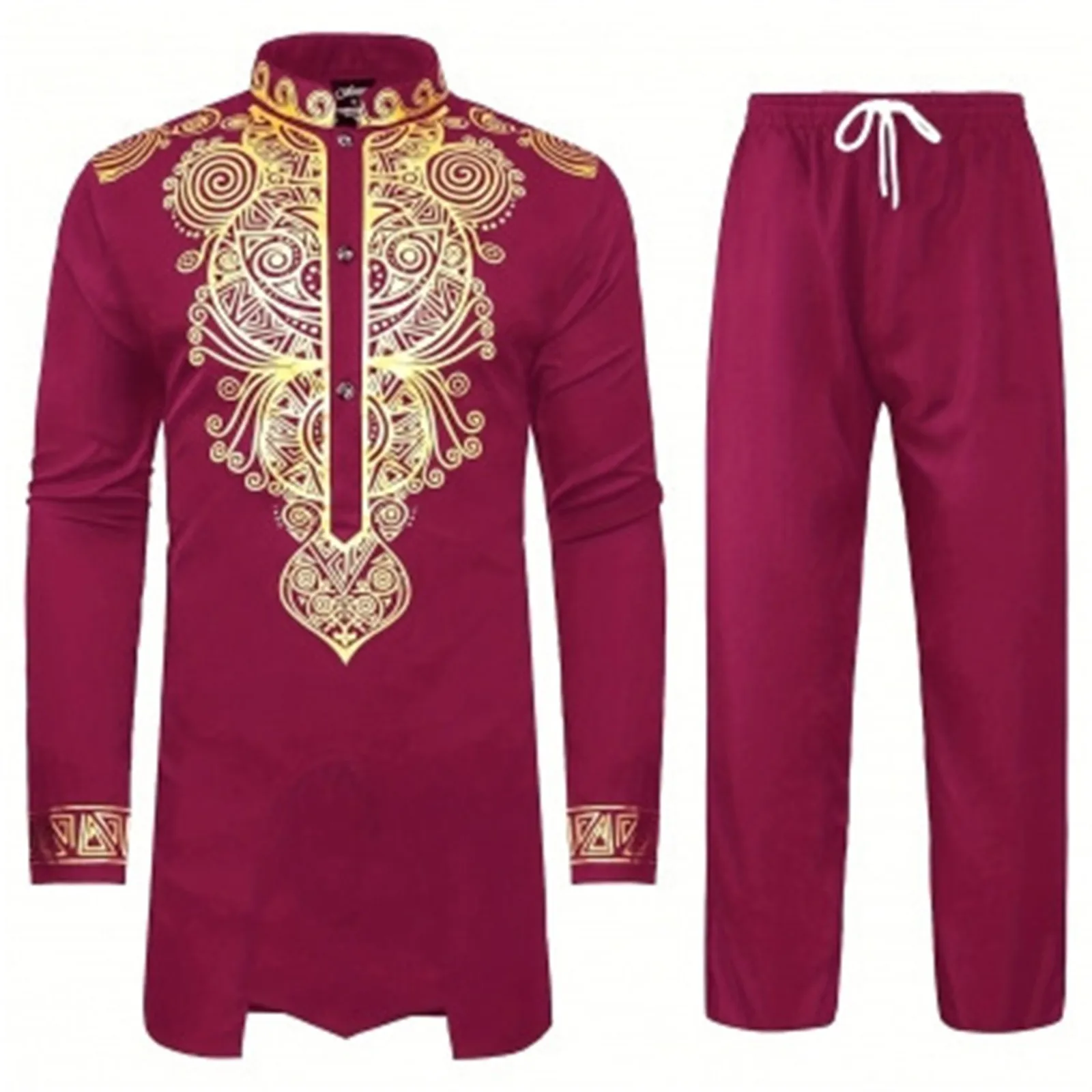

Middle East Traditional Culture Muslim Robe Arab Men's Traditional Clothing 3d Technology Printed Pattern Two Piece Set Clothing