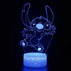 3D Illusion Night Light Point, Remote Control, Smart Touch, Room Decor Lamp, Birthday, Valentine's Day, Christmas Gifts 8 Main Sales Luminaria Stitch - №7