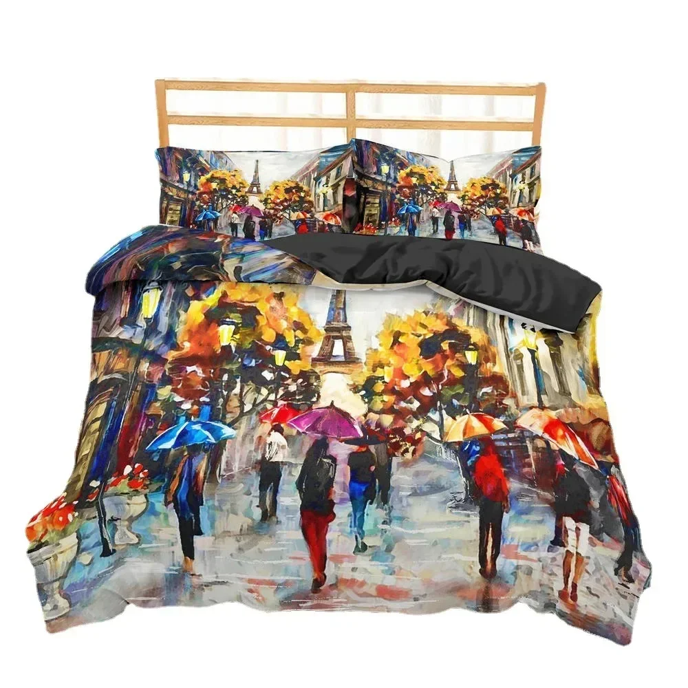 

Luxury New 3D Print Paris Eiffel Tower 3D Duvet Cover Bedding Set Comforter Linen Pillowcases Home Decor Single Double