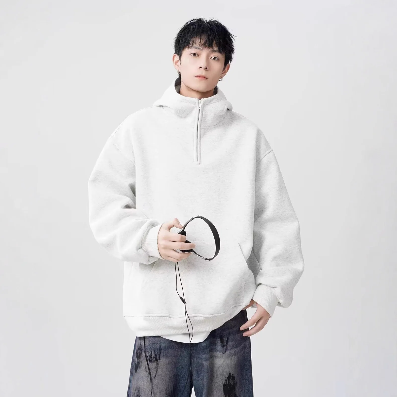 Style Trendy Hoodie For Men, Spring And Autumn,   Simple Loose Casual Versatile Jacket Top