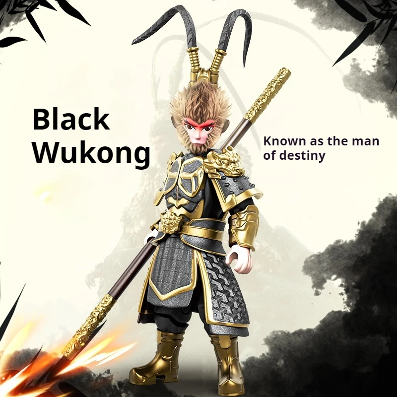 Black Myth Journey To The West Monkey King Building Block Man Chinese Style Series Golden Hoop Black Wukong Assembled Ornaments