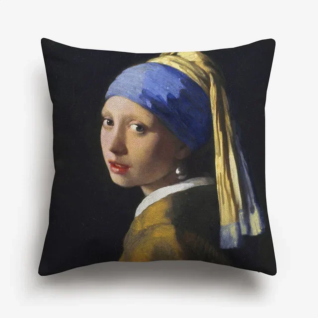 Mona Lisa Beethoven European Retro Polyester Pillow Case Home Bedroom Hotel Car Seat Decorative Pillow Case Wedding Gift 45x45cm