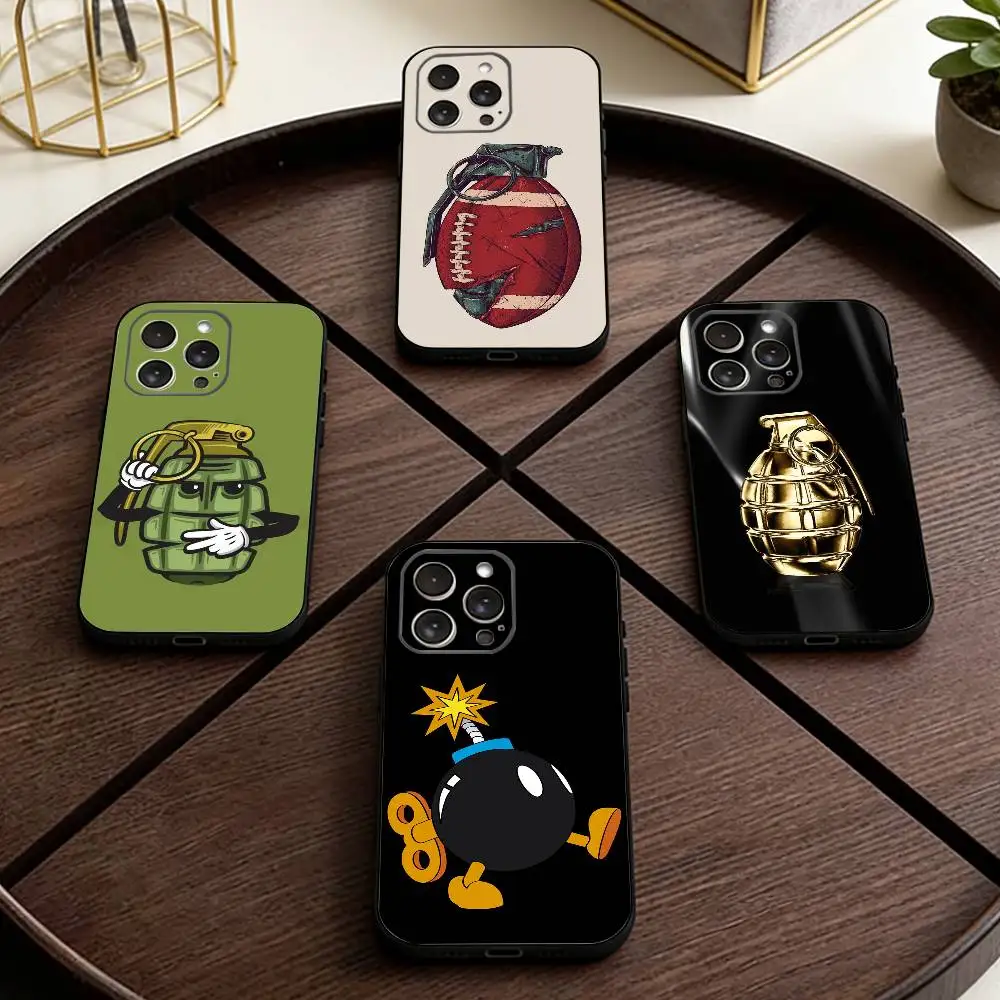 

FUNNY G-Grenade Phone Case For iPhone 17,16,15,14,13,12,11 Plus,Pro Max,XS,Soft Silicone Black Cover