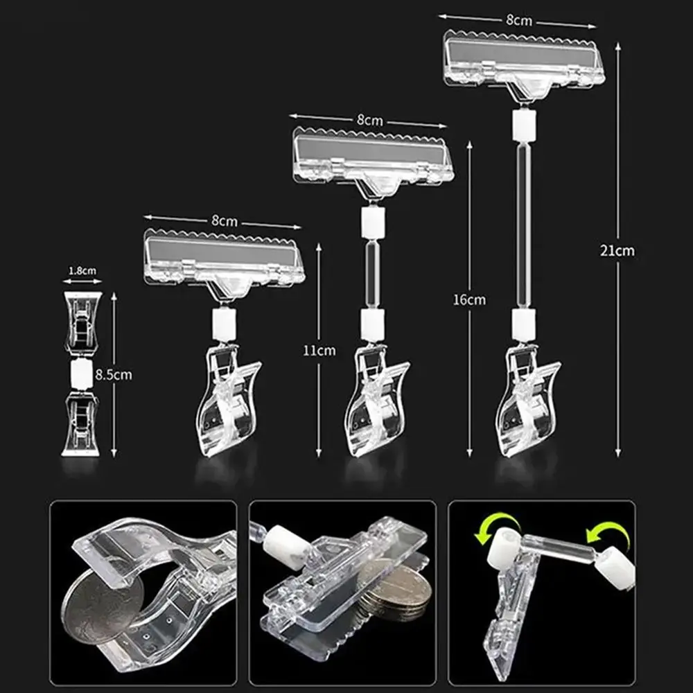 1Pcs Promotion Clip Advertising Clip Transparent S/M/L Price Label Tag Clip Ads Card Holdet Plastic Sign Display Shelf Clamp