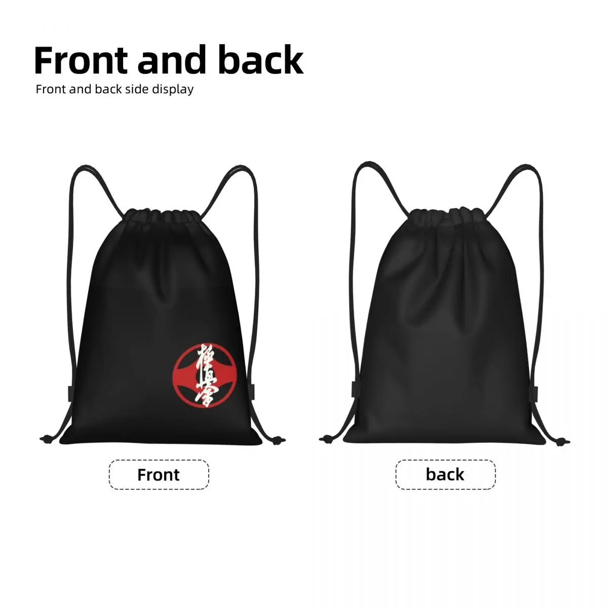 Kyokushin-Karate Logo Drawstring Mochila para homens e mulheres, Sports Gym Bag, Martial Arts Training Sackpack