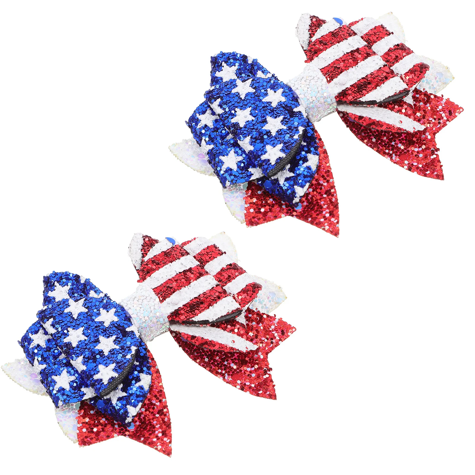 2 Stück Haarschleifen-Clip mit amerikanischer Flagge, leuchtende Farben, rutschfest, patriotischer Haarschmuck für die Party zum Unabhängigkeitstag des 4. Julis