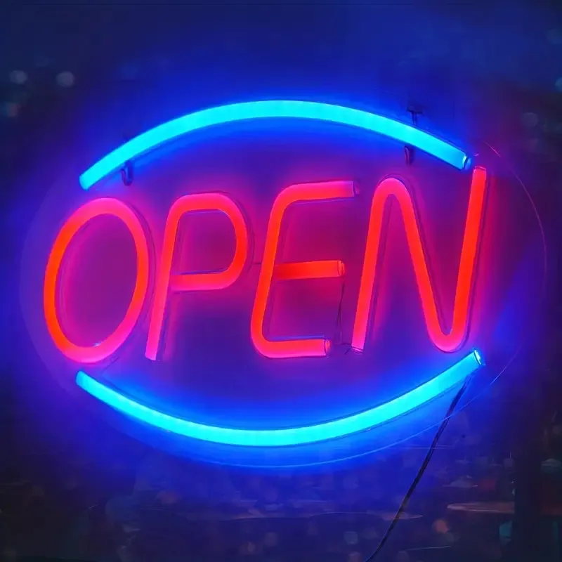 Znak OPEN Neon LED, neonowy znak USB, wystrój ściany sypialni, niebieskie i czerwone, niestandardowe oświetlenie znak biznesowy, wystrój okna drzwi