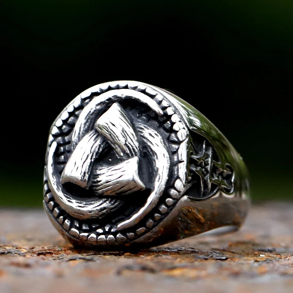 2023 NEW Vintage 316L Stainless Steel Viking Celtic Knot Ring for Men Punk Retro Amulet Jewelry FOR GIFT  free shipping