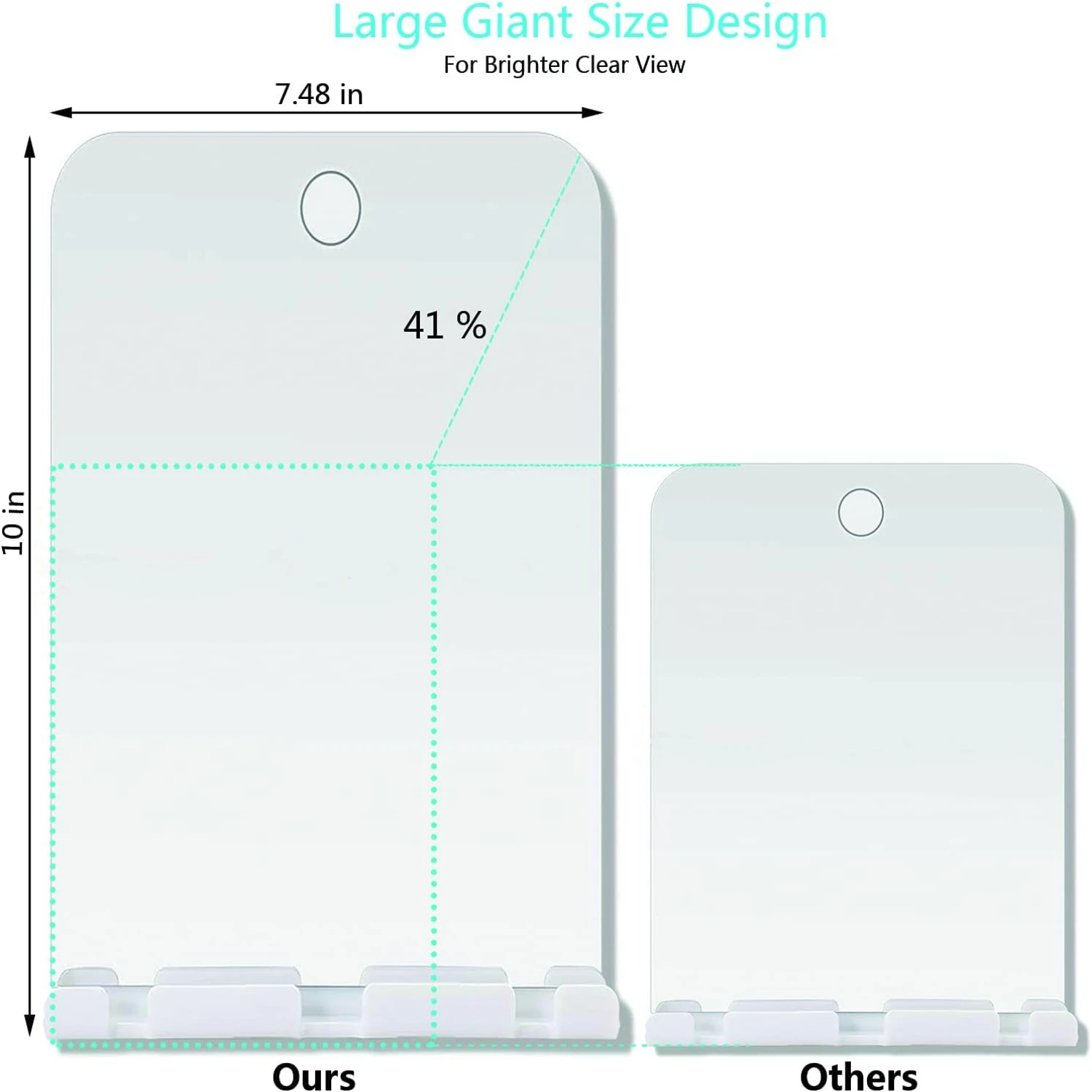 

Frameless Shower Mirror with Anti-Fog Coating - Convenient, Smooth, Extra Large for Effortless Makeup & Precision Shaving