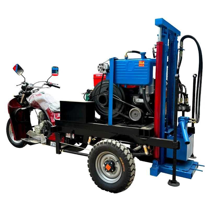 Customized tricycle-mounted pneumatic small borehole multi-functional water well drilling machine