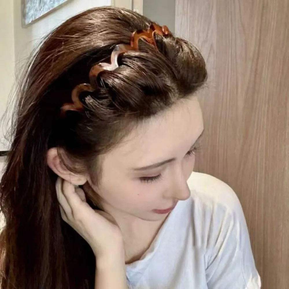 Neue Modische Wellenförmige Stirnbänder für Frauen Einfarbige Gezahnte Rutschfeste Haarbänder Mädchen Gesichtswäsche Sport-Haarbänder Haaraccessoires – Detail 5
