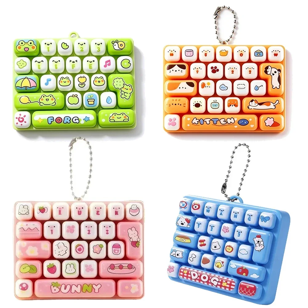 2027 Mini 26-key Mini Key Caps Clicker Fidget Toys Animal Keyboard Keyrings Button Stress Relief Toy Bag Charms Gift 26 키캡 키링
