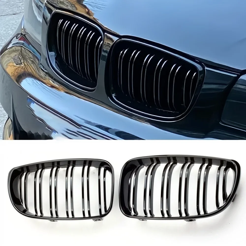 

For BMW E81 E87 E82 E88 128I 130I 135I Car Front Bumper Kidney Grille Racing Grills Grilles Gloss Black Dual Slats Grill 07-11